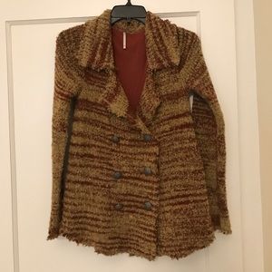 Free People Double Breasted Fuzzy Jacket